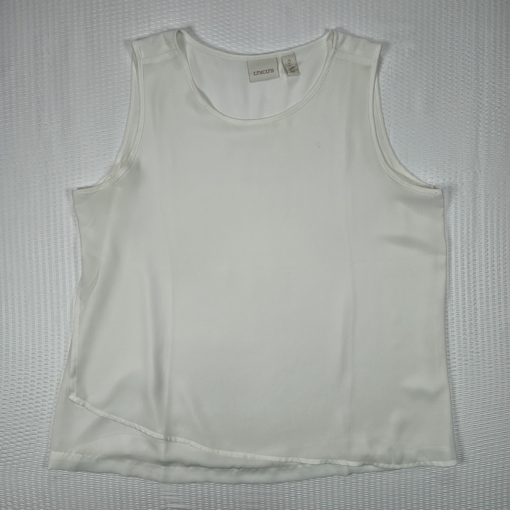 Chico's White Sleeveless Blouse Size 2 Flowy Tank Top